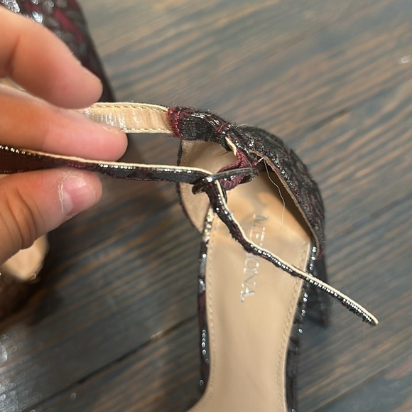 | 7 | High Heel Sandal | Maroon with Silver Floral Embroidered - Picture 5 of 7